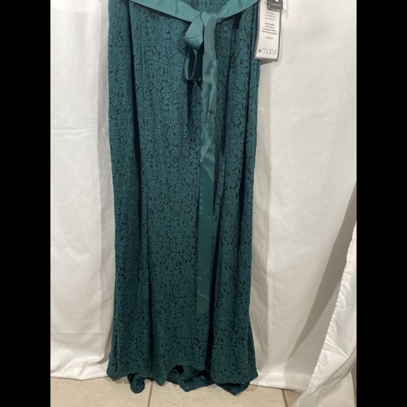 NWT Adrianna Papell [ Plus Size 20W ] Ribbon-Belt Lace Gown‎ in Forest Green - Picture 5 of 12